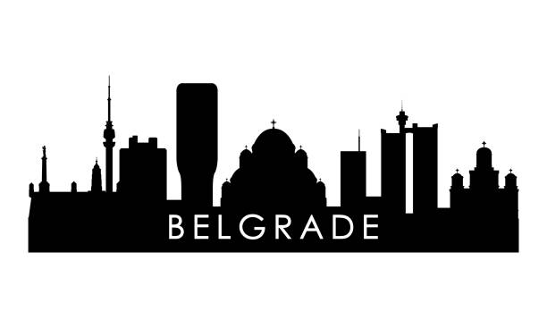 belgrad skyline silhouette. schwarzes belgrader stadtdesign isoliert auf weißem hintergrund. - belgrade serbia stock-grafiken, -clipart, -cartoons und -symbole