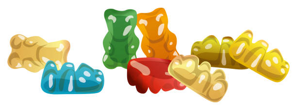 gummy bear candy isoliert auf weiß. jelly bear vektorillustration. - gummibärchen stock-grafiken, -clipart, -cartoons und -symbole