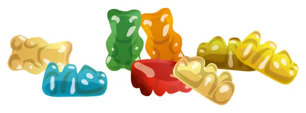 Vector illustration of Gummy Bear Candy isolated on white. Jelly Bear vector illustration.