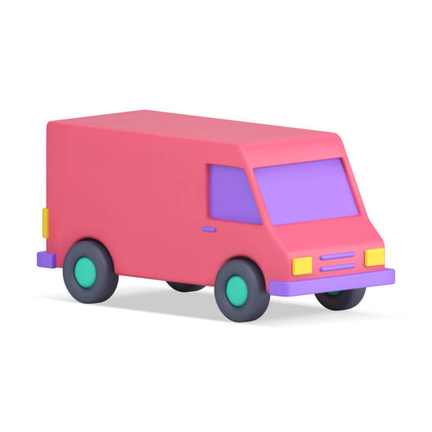 istock Realistic 3d icon pink box truck for commercial delivery service logistic goods transportation 1389646050