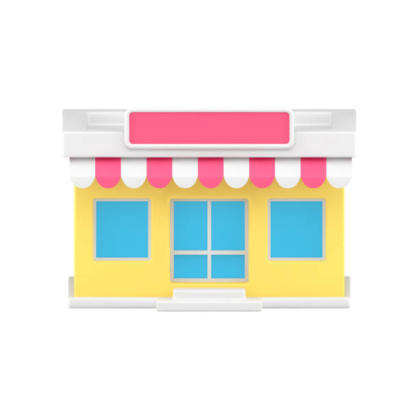 istock Exterior awning local store front view 3d icon realistic vector street retail commercial service 1389646090
