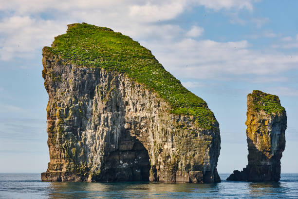 istock Faroe islands coastline cliffs landscape in Vagar island. 1389646999