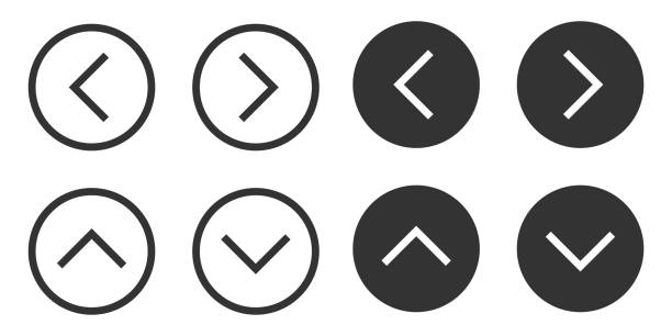 Arrows set icon. Direction left, right, up and down pointer in a circle symbol. Sign app button vector. Arrows set icon. Direction left, right, up and down pointer in a circle illustration symbol. Sign app button vector. smart card stock illustrations