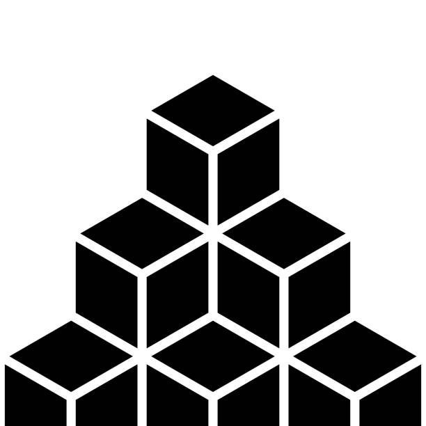 Six cubes stacked in mini pyramid Six cubes stacked in mini pyramid block cube pyramid built structure stock illustrations