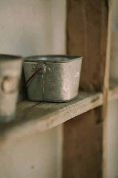 istock A wooden shelf with metal objects. Selective focus 1389649665