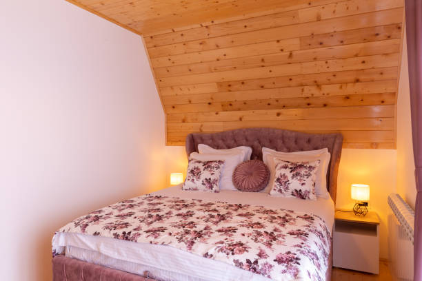 istock Bedroom interior in mountain house 1389652670
