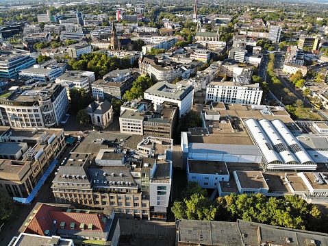 Downtown Essen city aerial view
