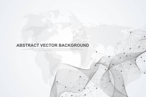 глобальная концепция сетевого соединения. визуализация больших данных. общение в социальных сетях в глобальных компьютерных сетях. интерн - map data social media technology stock illustrations