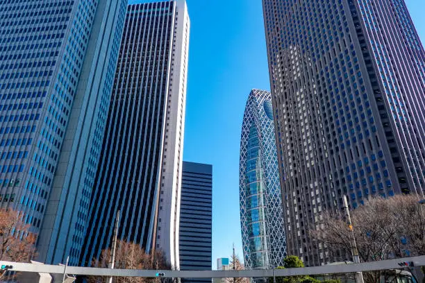 Photo of Skyscrapers in Nishi-Shinjuku from the Shinjuku police station back intersection