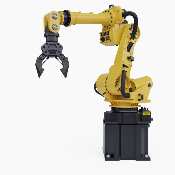 Robot arm grippers for industry on white background. Robot arm grippers for industry on white background.3D rendering robotic arm stock pictures, royalty-free photos & images