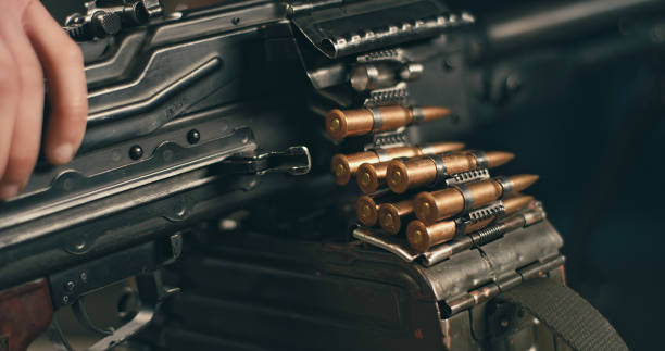 M16 rifle hologram on black background