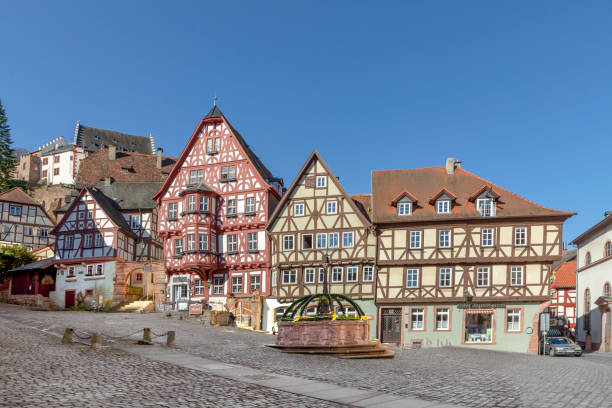 Half-timbered old house in Miltenberg, Lower Franconia, Bavaria, Germany stock photo