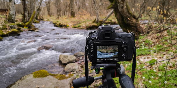 istock Shooting video landscape of spring mountain river 1389662536