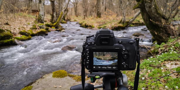 istock Shooting video landscape of spring mountain river 1389662542