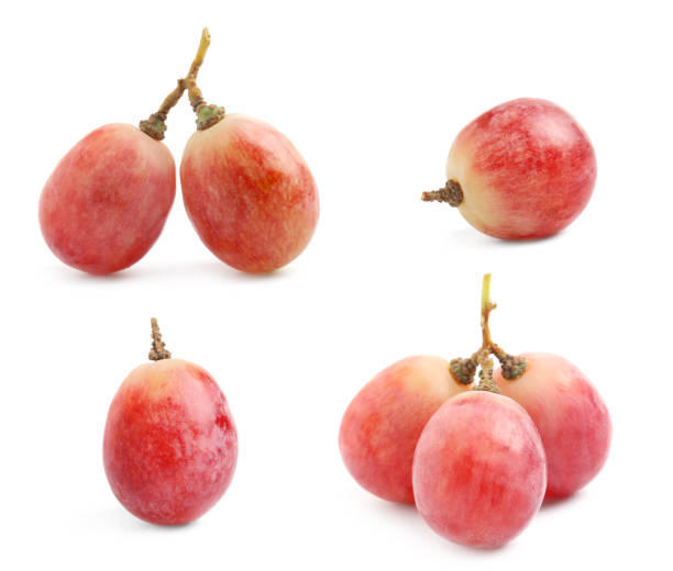 istock Set of fresh grapes on white background 1389666763
