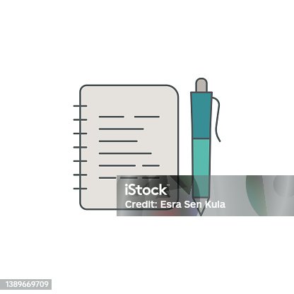 istock Notepad Flat Line Icon with Editable Stroke 1389669709