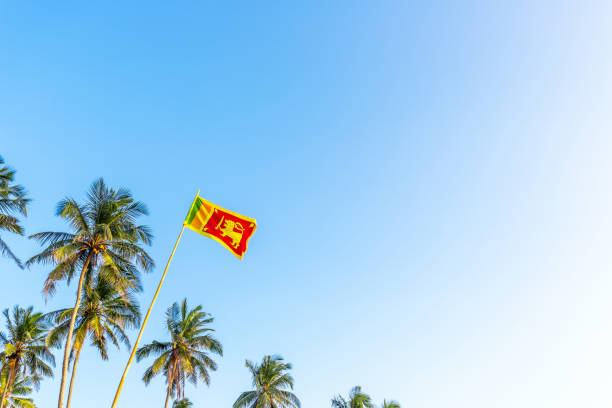 Flag of the state of Sri Lanka close-up.