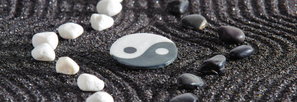Japanese zen garden with stone and sand