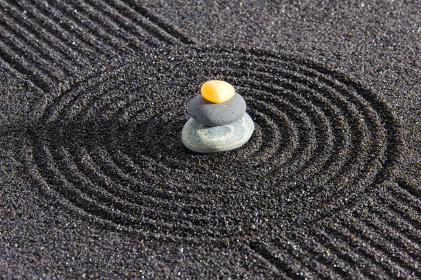 Japanese zen garden with stone and sand