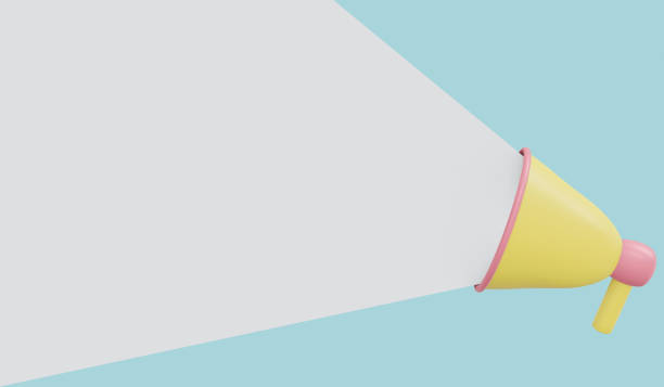 istock 3d rendering of megaphone with white sound as space for text for commercial template background design. 3d render illustration cartoon style. 1389687201