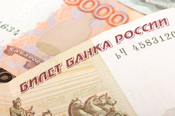 istock Close-up of different ruble banknotes 1389687565