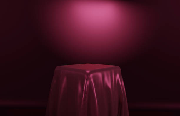 istock Blank Or Empty Cloth Fabric On Pedestal Dimmed Background Dark Colors Background Luxury Concept For Montage Of Products 3D Illustration 1389691703