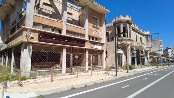 varosha is the southern quarter of the famagusta under the control of northern cyprus. - greek revival style imagens e fotografias de stock