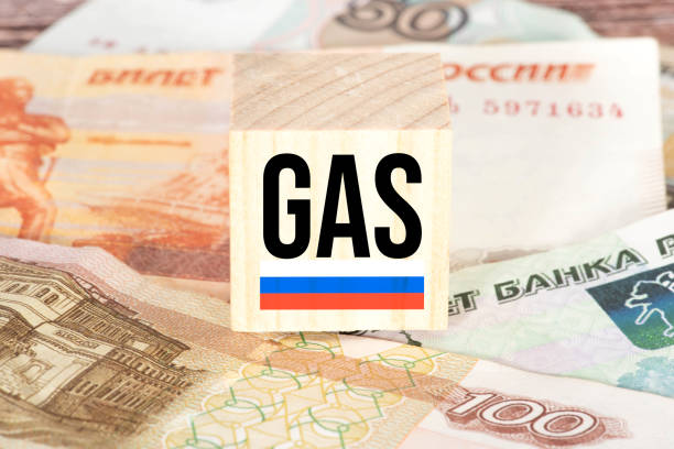istock Ruble banknotes and gas delivery from Russia 1389692474