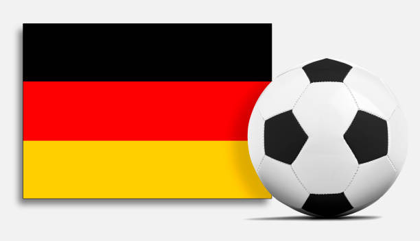 istock Blank Soccer ball with Germany national team flag. 1389692522