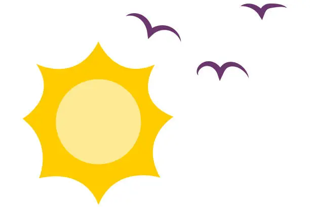Vector illustration of Sol e pássaros