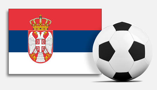 Blank Soccer ball with Serbia national team flag.