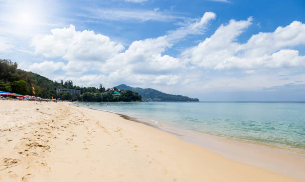 istock Summer sandy beach with beautiful blue sea 1389693810