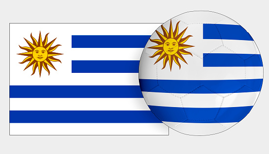 Soccer ball with Uruguay national team flag.