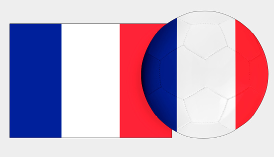 Soccer ball with France national team flag.