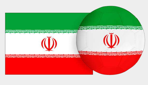 istock Soccer ball with Iran national team flag. 1389695617