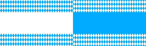 옥토버페스트 배경 테두리. 바이에른 패턴. 바이에른의 국기. 뮌헨에서 10 월 축제. 흰색과 파란색 마름모와 질감. 바이에른 직물에 대한 원활한 배너. 배경 화면 및 직물. 벡터 - bayern stock illustrations