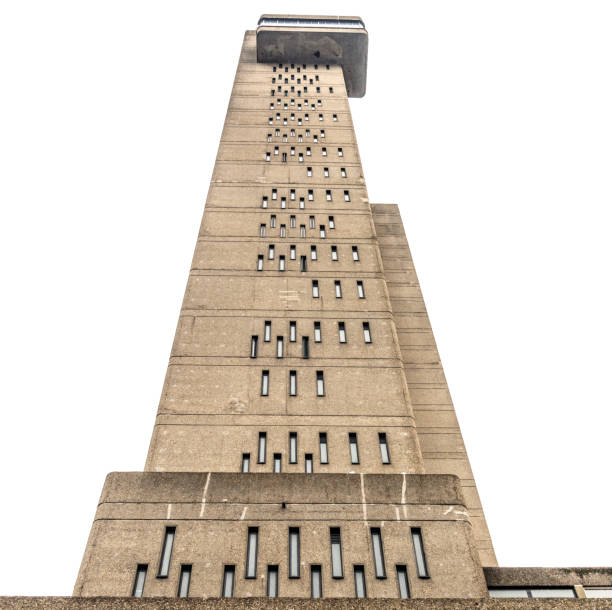 Trellick Tower side view A low angle side view looking up towards the top of the Trellick Tower in Kensal Green, London. Built in the early 1970s, the tower is an iconic example of Brutalist architecture. trellick tower stock pictures, royalty-free photos & images