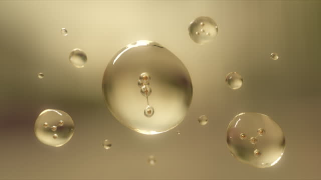 3d animation of Molecule inside Liquid Bubble, Abstract science background