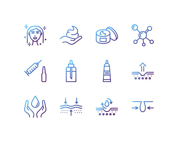 stockillustraties, clipart, cartoons en iconen met skin care flat line icons set. cosmetic product package. simple flat vector illustration for store, web site or mobile app - aanhalen