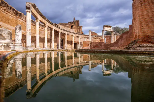 The "Maritime Theater" at the historic villa of Emperor Hadrian in Tivoli, Italy.