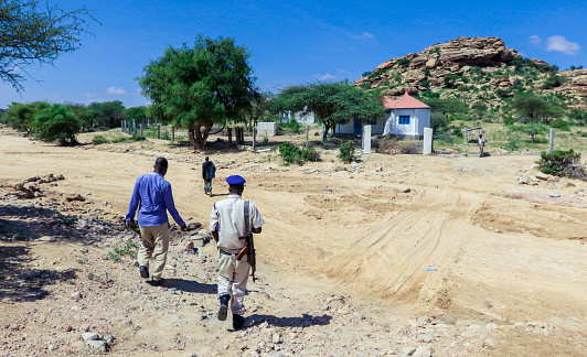 Hargeysa, Somaliland - November 11, 2019: Local People living in the Valley near of Laas Geel Rocks
