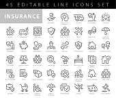 istock Collection of insurance related line icons. 48x48 Pixel Perfect. Editable stroke 1389705895