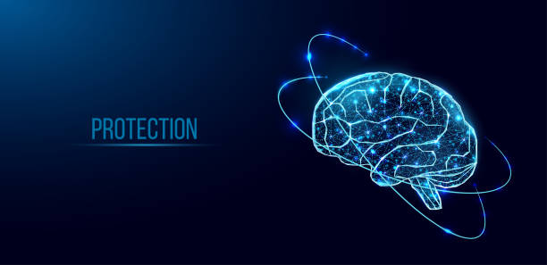 istock Human brain. Wireframe low poly style. Concept for medical, brain cancer, neural network.  Abstract modern 3d vector illustration on dark blue background. 1389708324