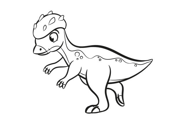 pachycephalosaurus dinosaur cartoon isolated on white cartoon dino pachycephalosaurus stock illustrations