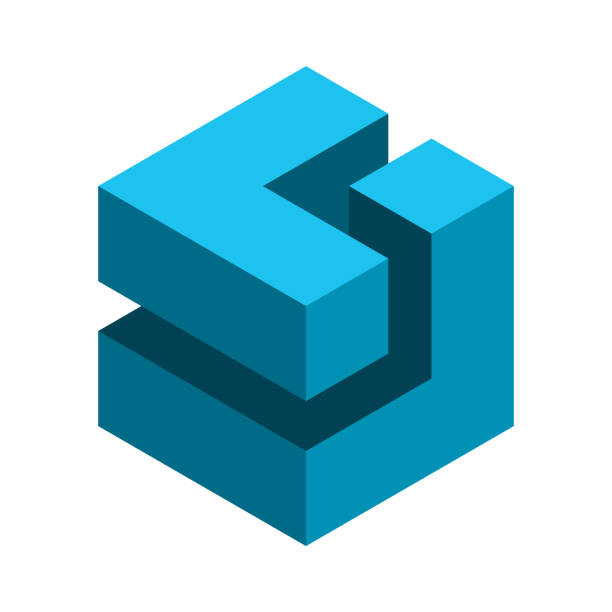 abstrakcyjna niebieska kostka 3d. logo litery l i l. koncepcja rozwiązania. - brick single object solid construction material stock illustrations