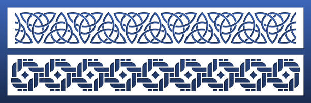 ilustrações de stock, clip art, desenhos animados e ícones de laser cut borders, bookmarks or decorative interior panels. abstract geometric pattern, irish celtic ornament. cnc cutting stencil. paper art, wood carving, metal decor. vector illustration - celtic cross