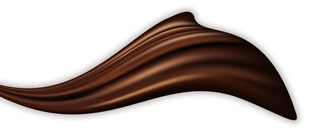 ilustrações, clipart, desenhos animados e ícones de onda de redemoinho de chocolate isolada. chocolate ao leite cremoso, cor marrom escura fluxo de onda torcida, textura líquida lisa. elemento de design. ilustração vetorial abstrata - brown silk satin backgrounds