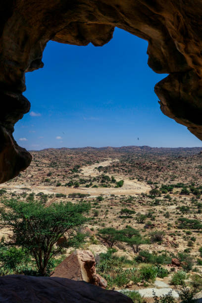 Panoramic View from the Las Geel Caves to the Around Valley Laas Geel, Somaliland - November 10, 2019: Panoramic View from the Las Geel Caves to the Around Valley hargeysa photos stock pictures, royalty-free photos & images