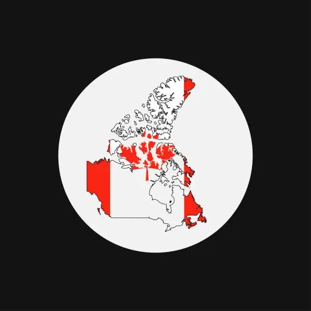 Vector illustration of Canada map silhouette with flag on white background