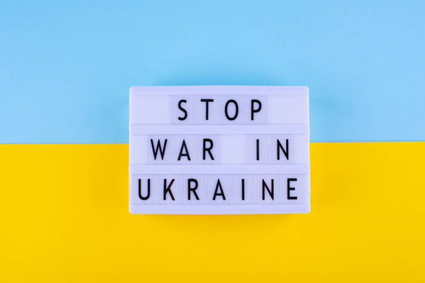istock Stop war in Ukraine concept with flag colors 1389715057